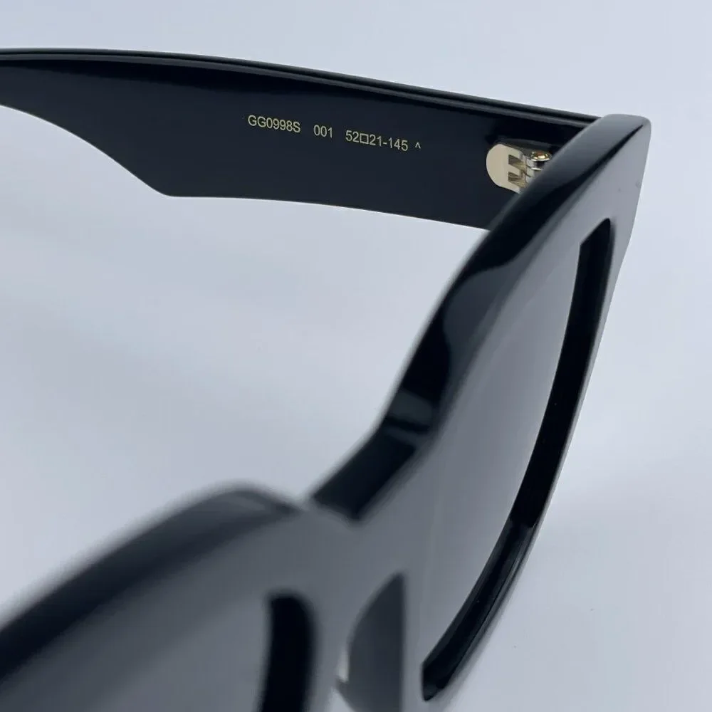 NEW Gucci GG0998S 001 Black Grey Square Unisex Sunglasses